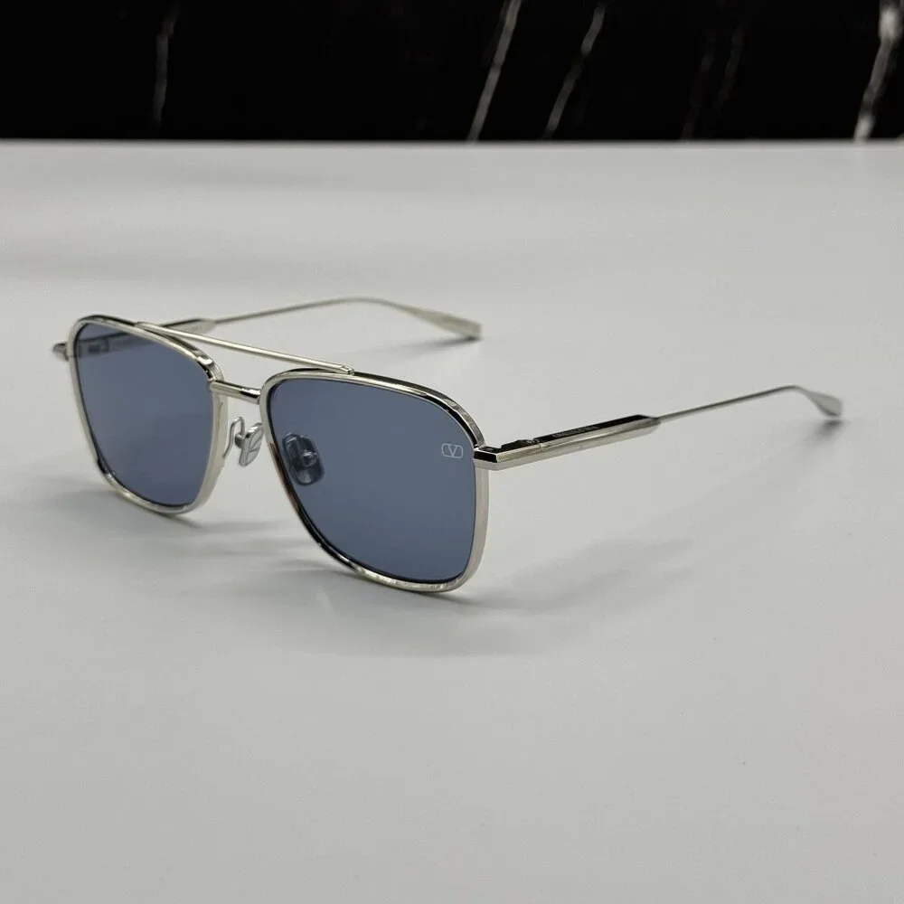 NEW VALENTINO VLS-168B SILVER BLUE UNISEX SUNGLASSES - Picture 4 of 9